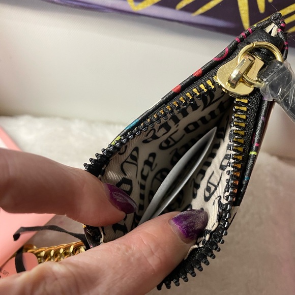 NWT Juicy Couture Black Multicolor Glam Card Holder - Picture 3 of 5